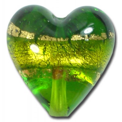 1 Murano Glass Erba Green Gold Foiled Band 20mm Heart