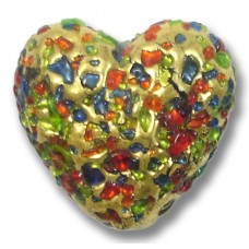 1 Murano Glass Bejewelled Foiled 20mm Heart Bead