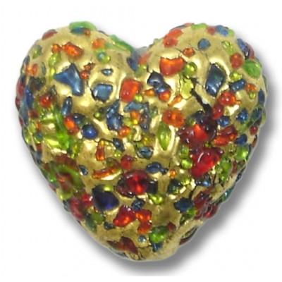1 Murano Glass Bejewelled Foiled 20mm Heart Bead
