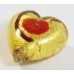 1 Murano Glass Gold Foiled Miro Ruby 20mm Heart Bead