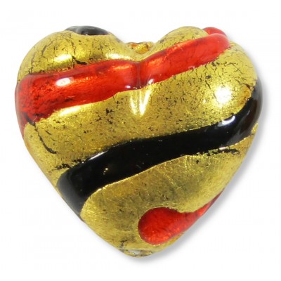 1 Murano Glass Passion 20mm Heart Bead 1 Murano Glass Passion 20mm Heart Bead