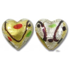 1 Murano Glass Harlequin 18mm Heart Bead