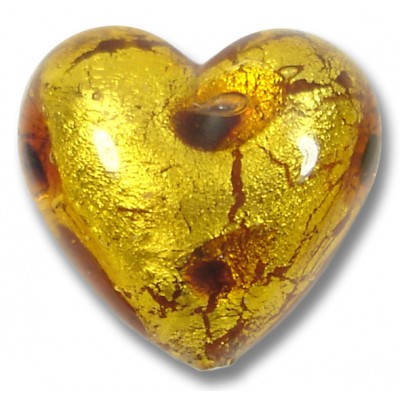 1 Murano Glass Wildcat 20mm Heart Bead 1 Murano Glass Wildcat 20mm Heart Bead