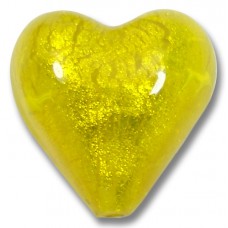1 Murano Glass Ginger Spice Yellow Gold Foiled 20mm Heart 