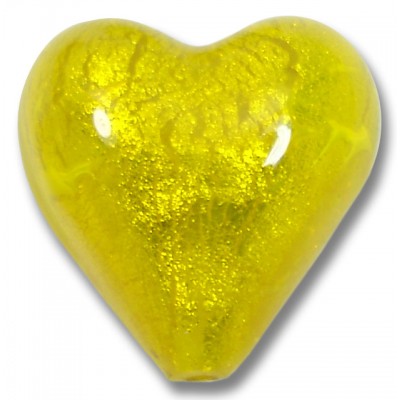 1 Murano Glass Ginger Spice Yellow Gold Foiled 20mm Heart 
