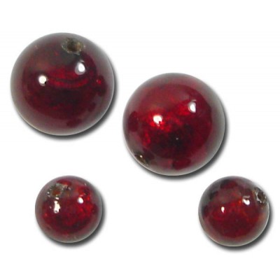1 Murano Glass Dark Ruby Gold Foiled 12mm Round Bead