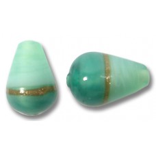 1 Murano Glass Mint/ Aquamarine Aventurine 14mm Drop Bead
