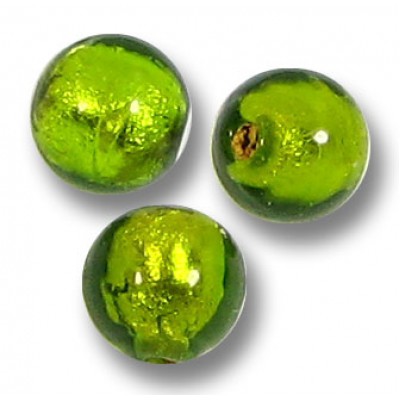 5 Murano Glass Medium Erba Gold Foil 6mm Round Beads 5 Murano Glass Medium Erba Gold Foil 6mm Round Beads