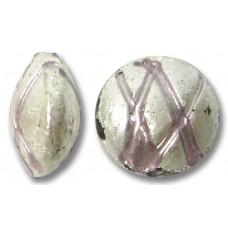 1 Murano Glass 14mm Grata Silver/ Light Amethyst Silver Foil Lentil