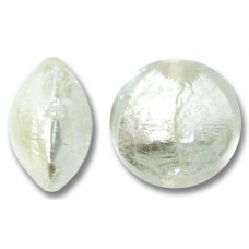 1 Murano Glass Crystal Silverfoil 14mm Lentil