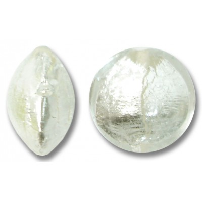 1 Murano Glass Crystal Silverfoil 14mm Lentil