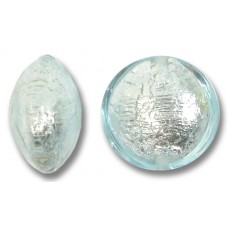1 Murano Glass Aquamarine 14mm Silverfoil Lentil