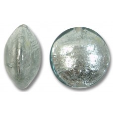 1 Murano Glass Black Diamond 14mm Silverfoil Lentil