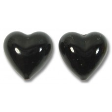 2 Murano Glass Black 14mm Murano Glass Hearts