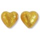 2 Murano Glass Light Pink Gold Foiled 14mm Heart Beads.