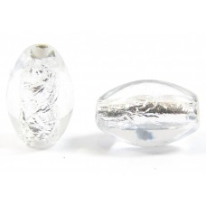 1 Czech Glass Silver Foiled Oval Bead Clear