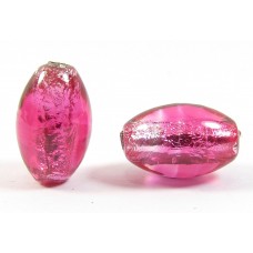 1 Czech Glass Silver Foiled Oval Bead Rose