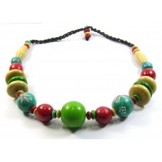 Bright Painted Wood Beads Necklace Bright Painted Wood Beads Necklace