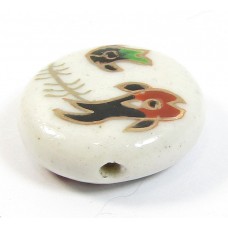 2 Painted Ceramic Fish Beads 2 Painted Ceramic Fish Beads