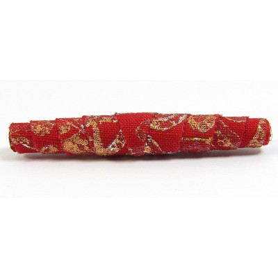 1 Red Gold Kristal Wick Handmade Batik Wrap Bead