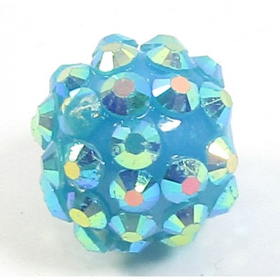1 Plastic Shamballa Style Bead Teal Blue