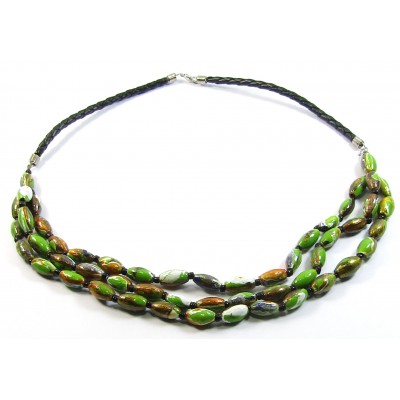 3 Strand Green Multi Wood Bead Necklace 3 Strand Green Multi Wood Bead Necklace