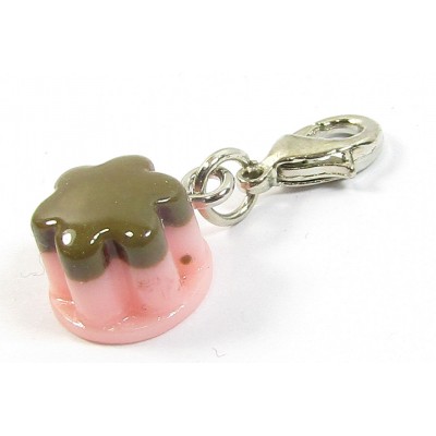 1 Resin Clip On Charm Strawberry Blancmange with Chocolate Topping
