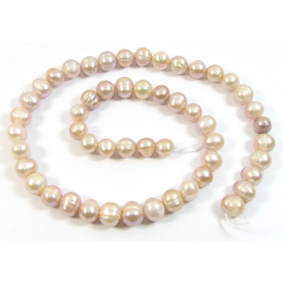1 Strand Pink Lilac Potato Shape Freshwater Pearls Approx. 7mm.