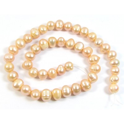1 Strand Peach Potato Shape Freshwater Pearls approx. 7 mm.