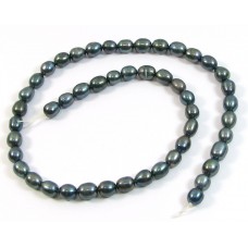1 Strand Gunmetal Rice Shape Freshwater Pearls approx. 6mm.