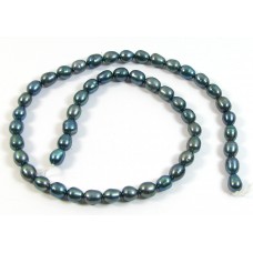 1 Strand Gunmetal Rice Shape Freshwater Pearls approx. 7mm.
