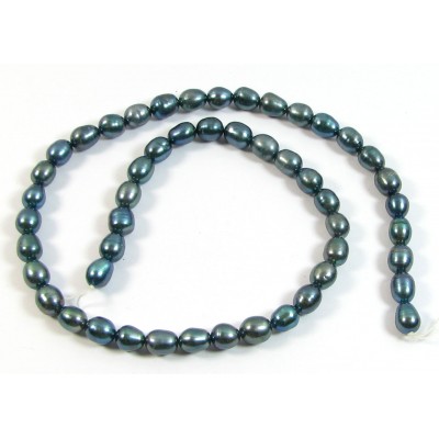1 Strand Gunmetal Rice Shape Freshwater Pearls approx. 7mm.