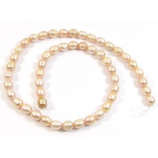 1 Strand Peach Rice Shape Freshwater Pearls approx. 7 mm.