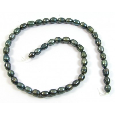 1 Strand Gunmetal Rice Shape Freshwater Pearls approx. 7mm.