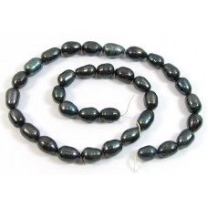 1 Strand Gunmetal Rice Shape Freshwater Pearls approx. 10 mm.