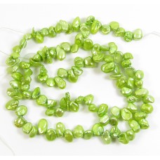 1 Strand Keshi Cornflake Green Freshwater Pearls