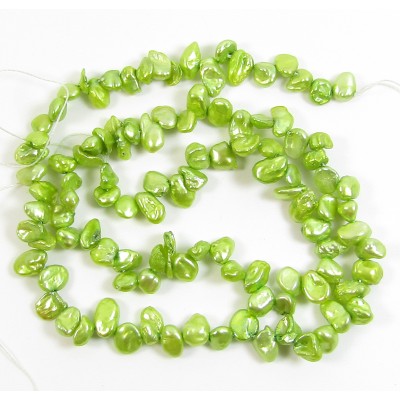 1 Strand Keshi Cornflake Green Freshwater Pearls