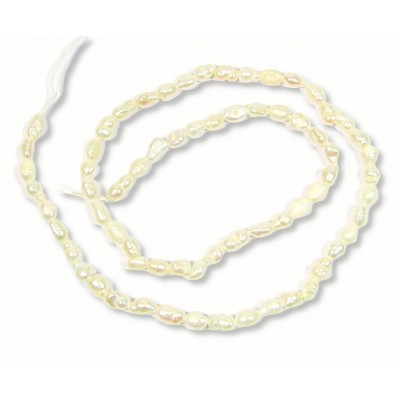 1 Strand Cream White 3.5-4 mm Rice Freshwater Pearls