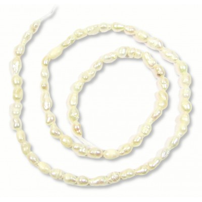 1 Strand White 3.5-4 mm Rice Freshwater Pearls