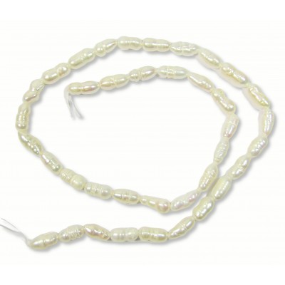 1 Strand White 4.5mm Rice Freshwater Pearls