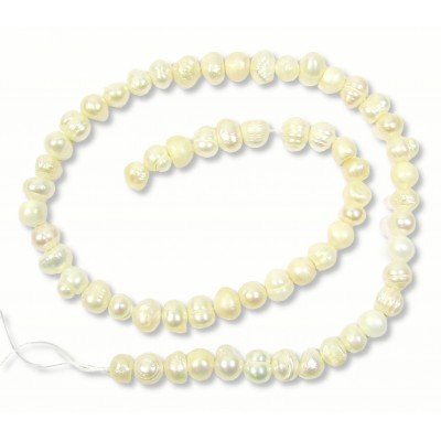 1 Strand White 6-7mm Potato Freshwater Pearls