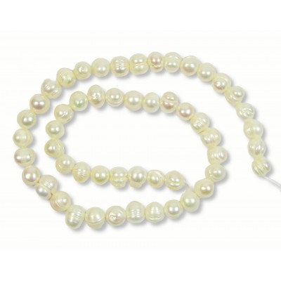 1 Strand White 8mm Potato Freshwater Pearls