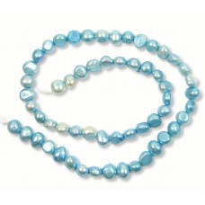 1 Strand Blue 7-8mm Flat Bottom Nugget Freshwater Pearls