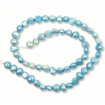 1 Strand Blue 7-8mm Flat Bottom Nugget Freshwater Pearls