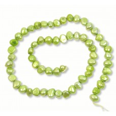 1 Strand Light Green 7-8mm Flat Bottom Nugget Freshwater Pearls.