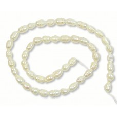 1 Strand White 5-6mm Rice Freshwater Pearls.