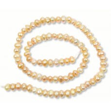 1 Strand Peach 6mm Button Freshwater Pearls