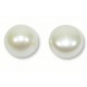 Matched Pair White 10mm Half Drilled Button Freshwater AAA Pearls