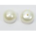 Matched Pair White 10mm Half Drilled Button Freshwater AAA Pearls