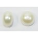 Matched Pair White 10mm Half Drilled Button Freshwater AAA Pearls